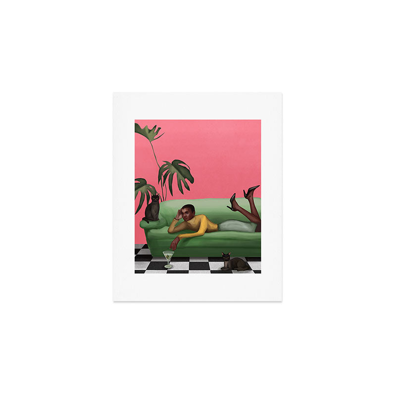 Martini and Monstera Art Print Gallery Image 1