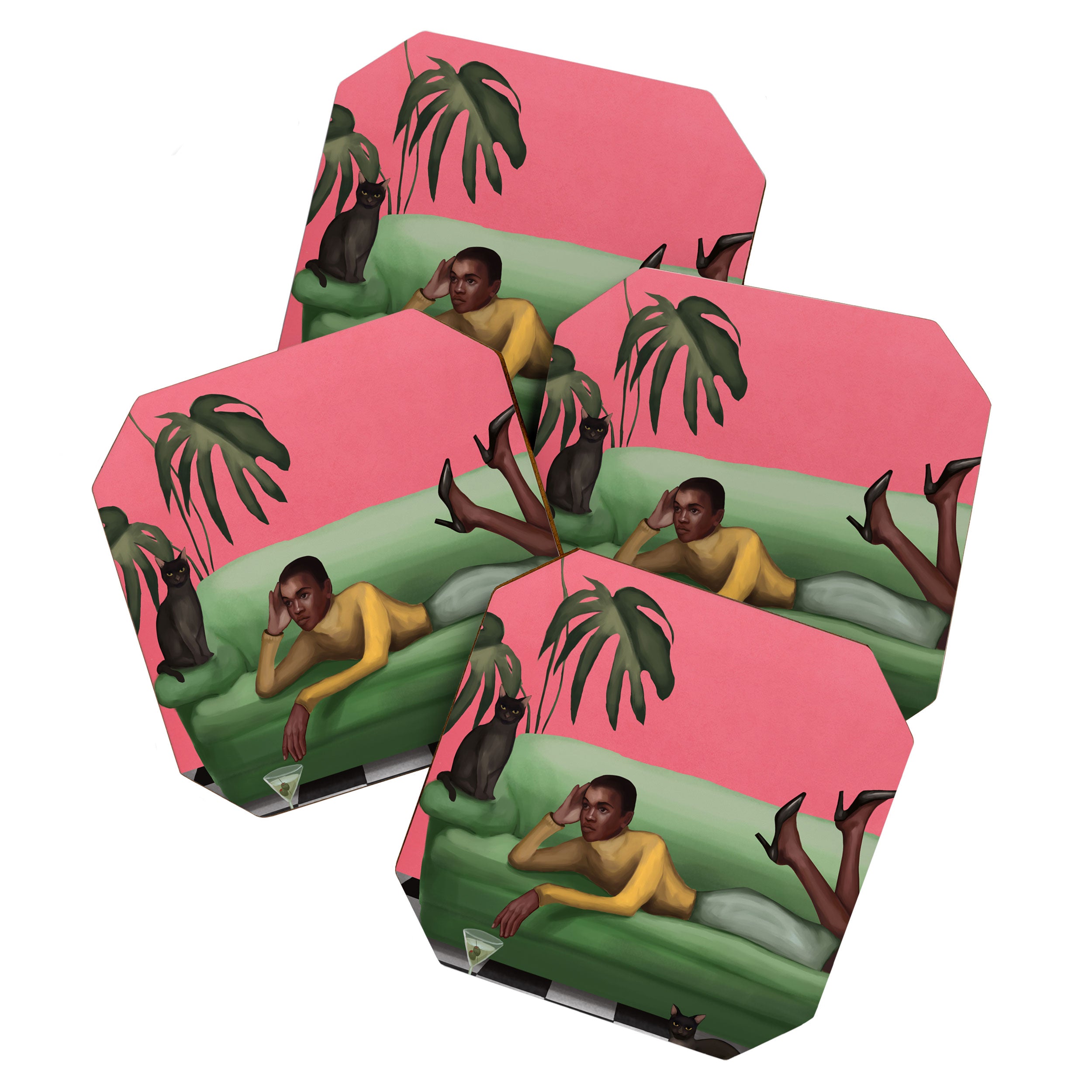 Martini and Monstera Coaster Gallery Image 1