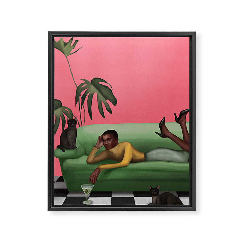 Martini and Monstera Framed Canvas Print Gallery Image 6