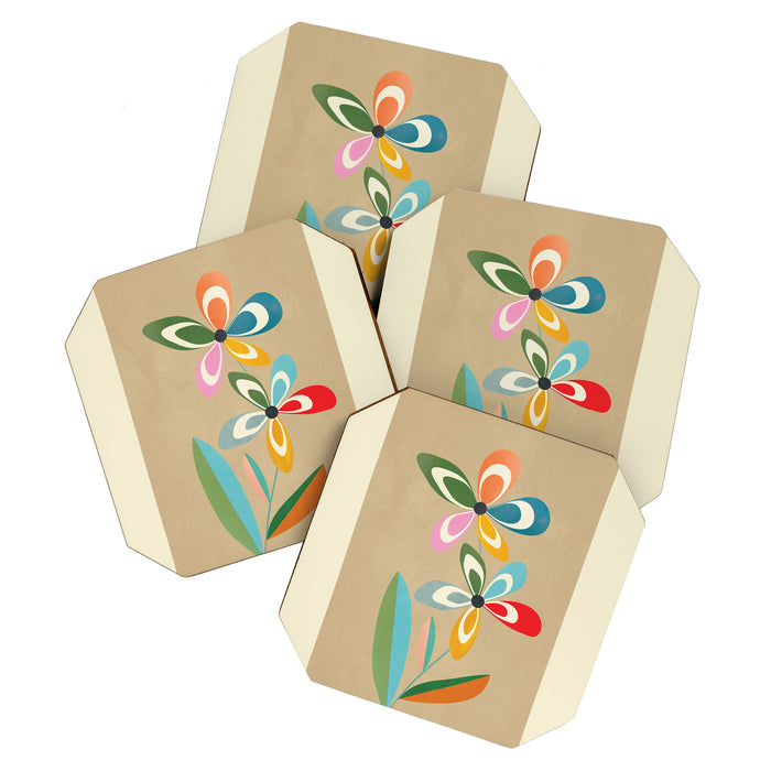 Mid-Century Abstract Flowers 04 Coaster Gallery Image 1