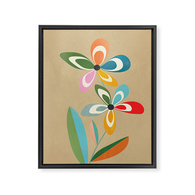 Mid-Century Abstract Flowers 04 Framed Canvas Print Gallery Image 8