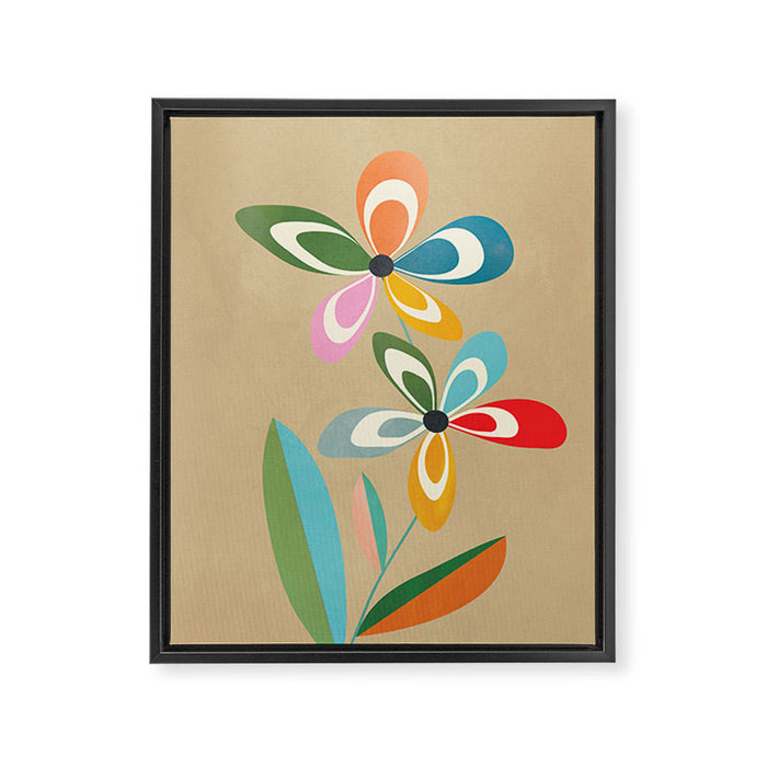Mid-Century Abstract Flowers 04 Framed Canvas Print Gallery Image 1