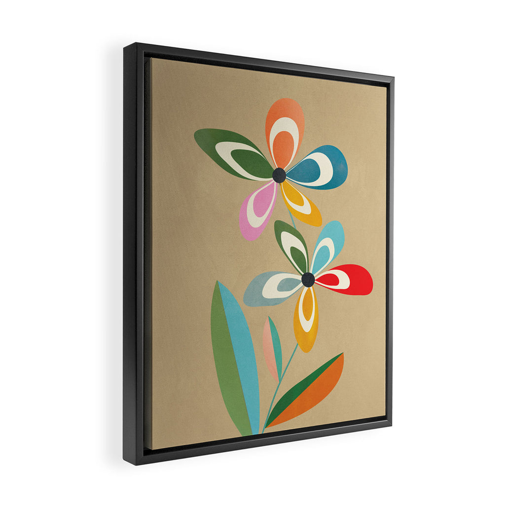 Mid-Century Abstract Flowers 04 Framed Canvas Print Gallery Image 2