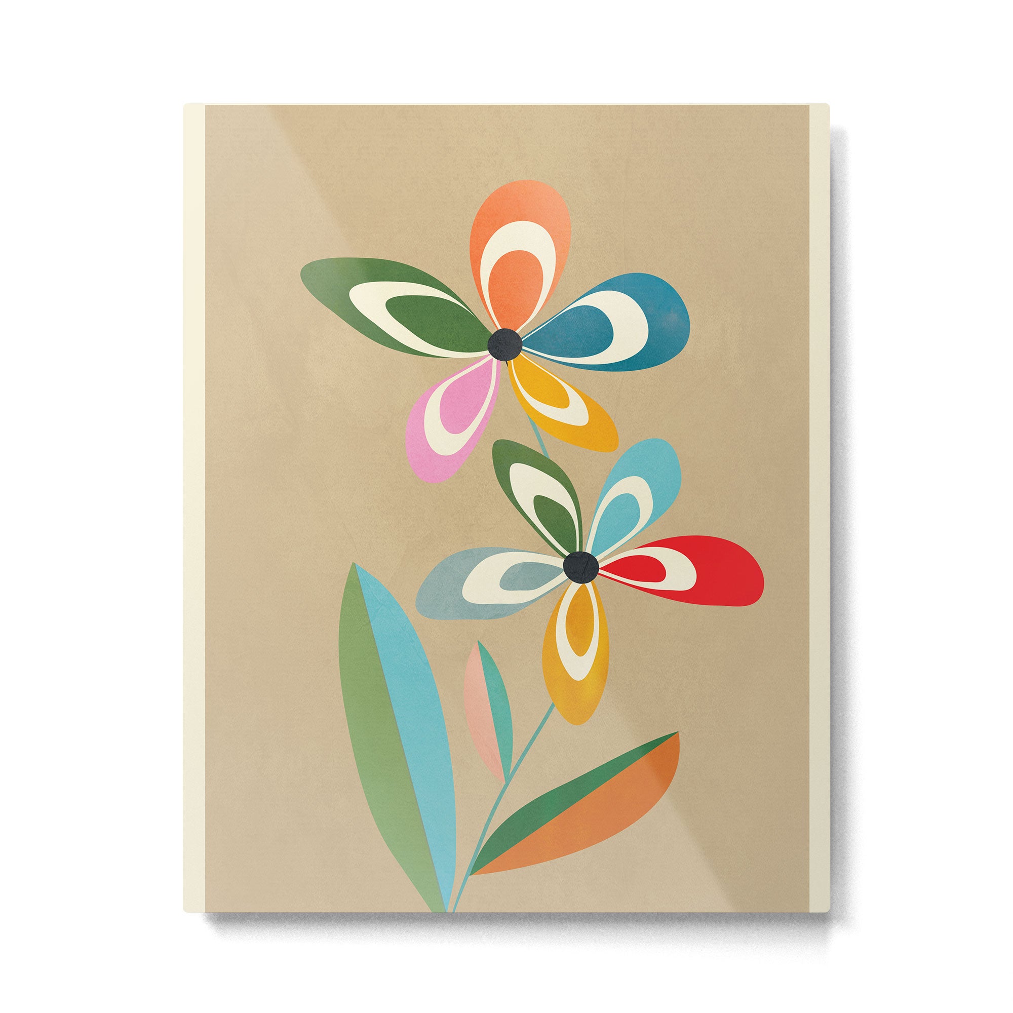 Mid-Century Abstract Flowers 04 Metal Print Gallery Image 6