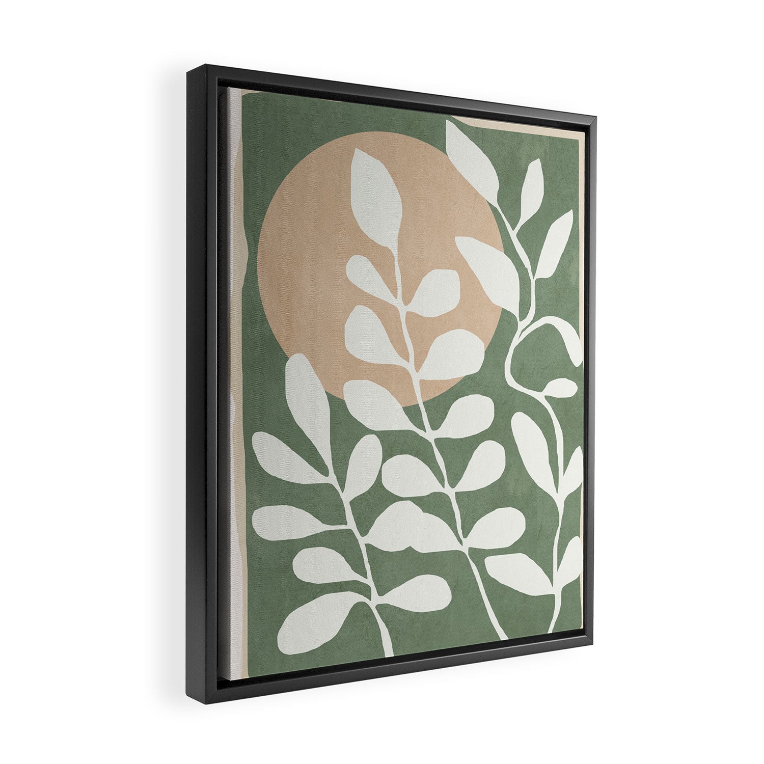 Minimal Abstract Leaves 02 Framed Canvas Print Gallery Image 2