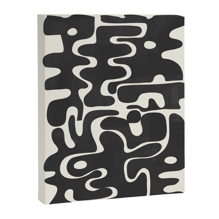 Minimal Abstract Maze - Noir Canvas Print Gallery Image 1