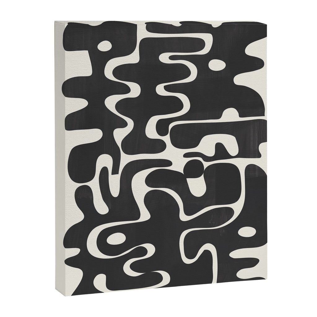 Minimal Abstract Maze - Noir Canvas Print Gallery Image 6