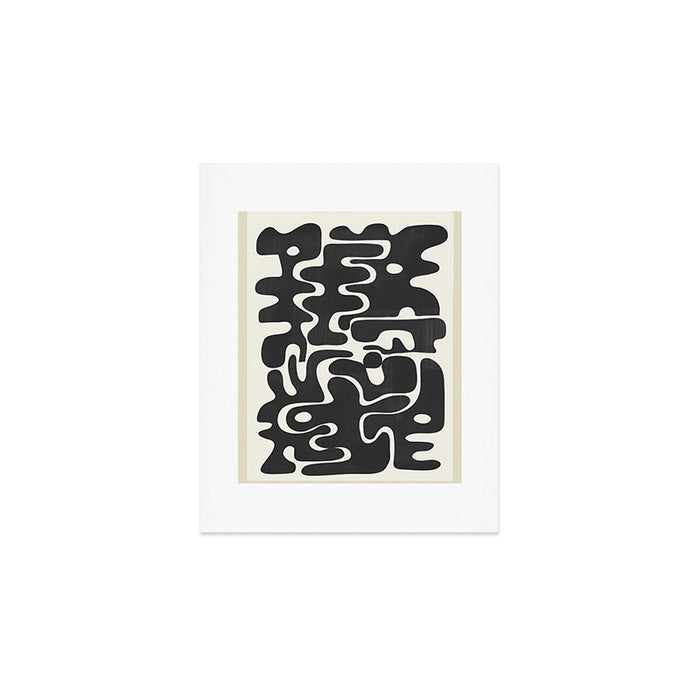 Minimal Abstract Maze - Noir Art Print Gallery Image 1