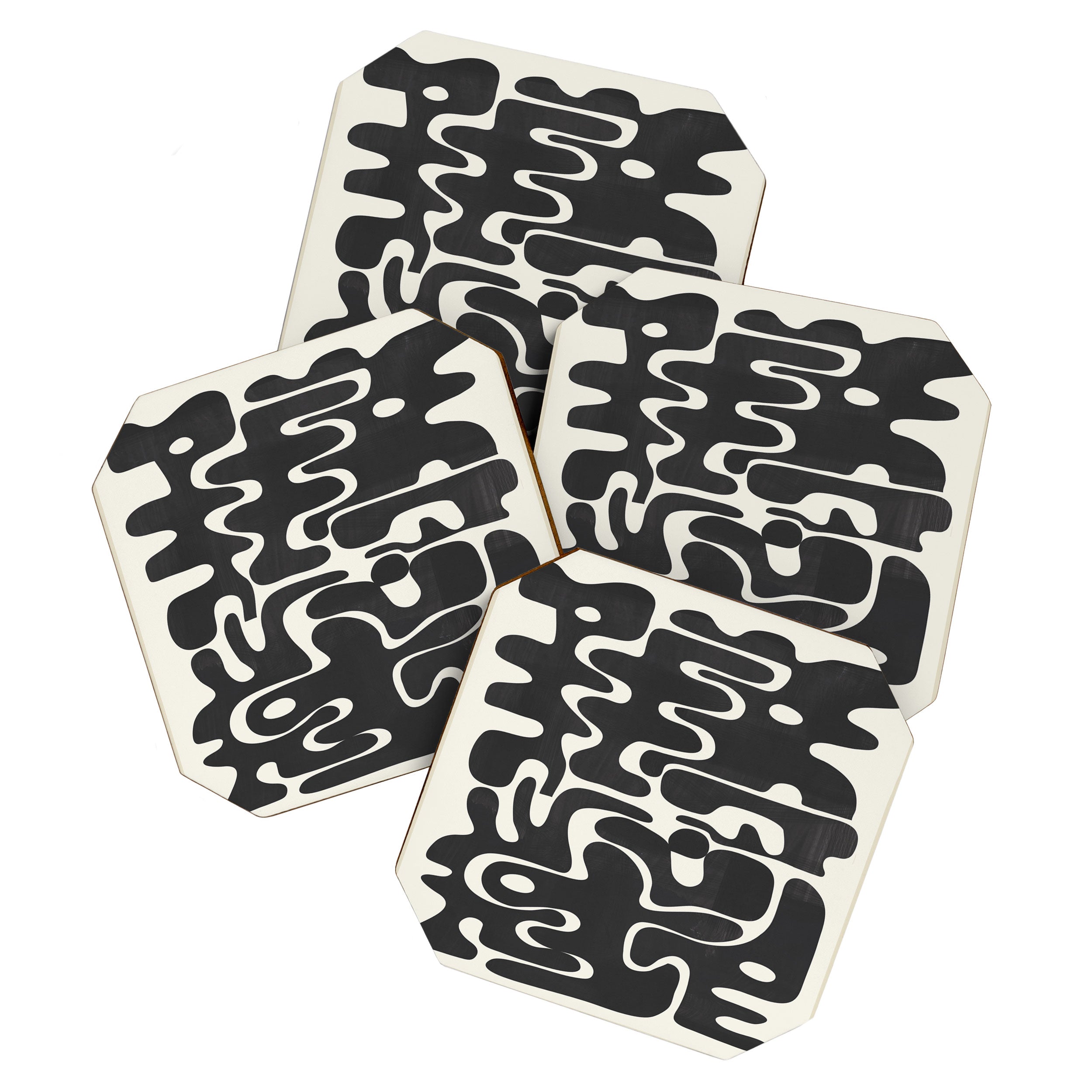 Minimal Abstract Maze - Noir Coaster Gallery Image 1