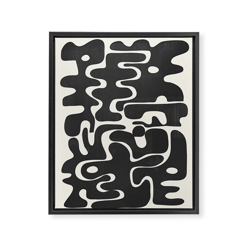 Minimal Abstract Maze - Noir Framed Canvas Print Gallery Image 6