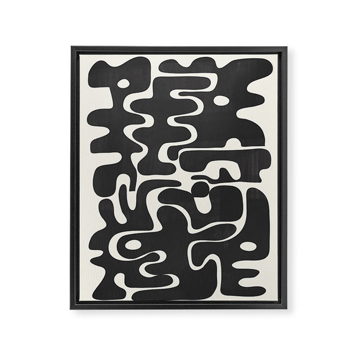 Minimal Abstract Maze - Noir Framed Canvas Print Gallery Image 1