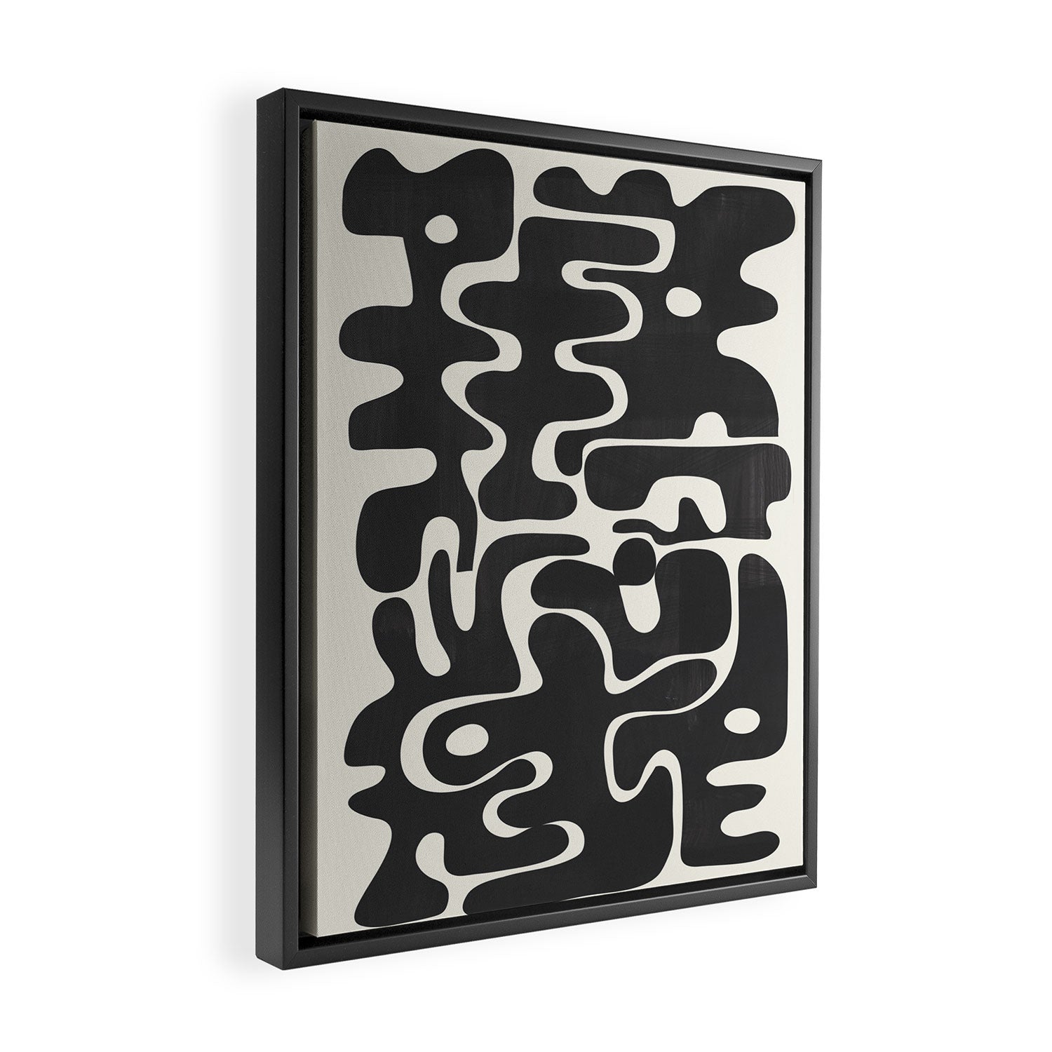 Minimal Abstract Maze - Noir Framed Canvas Print Gallery Image 2