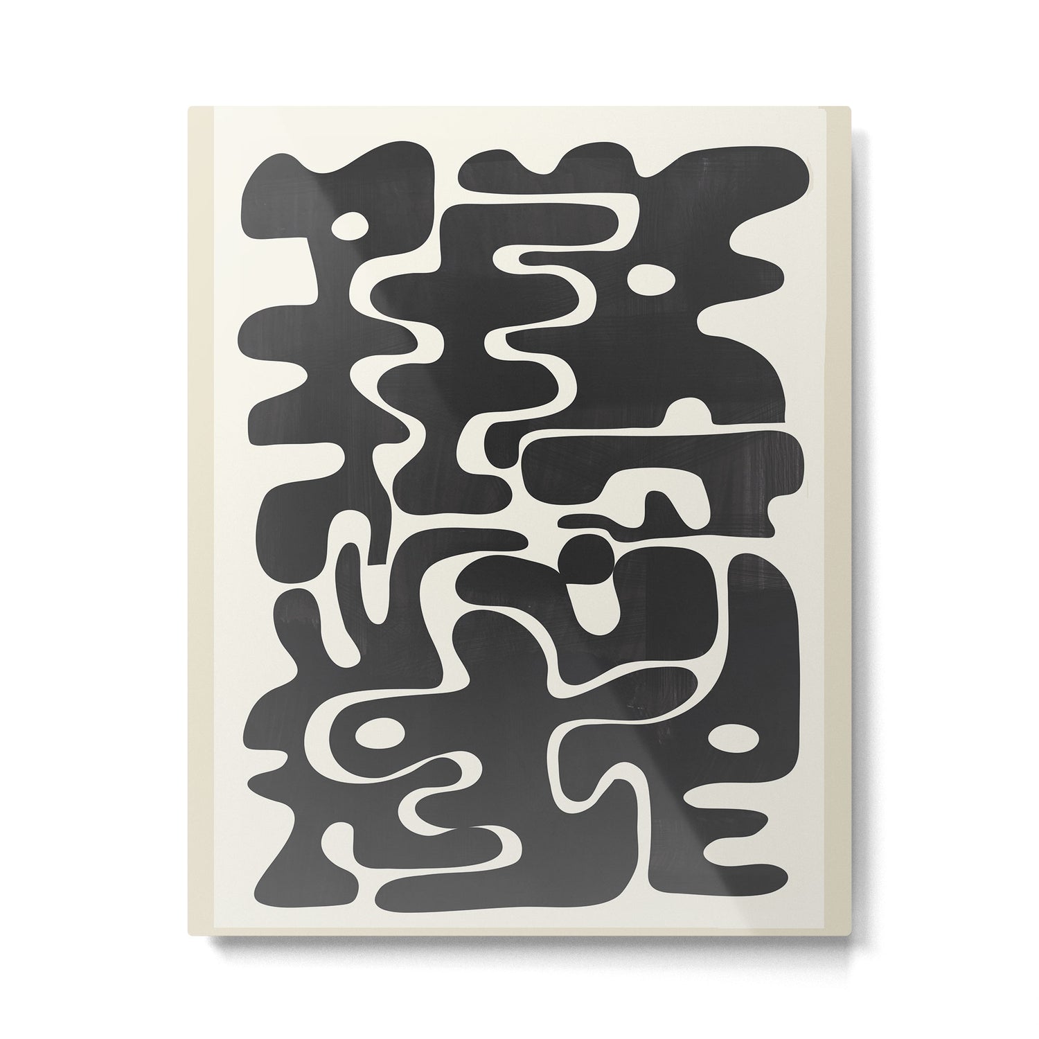 Minimal Abstract Maze - Noir Metal Print Gallery Image 4