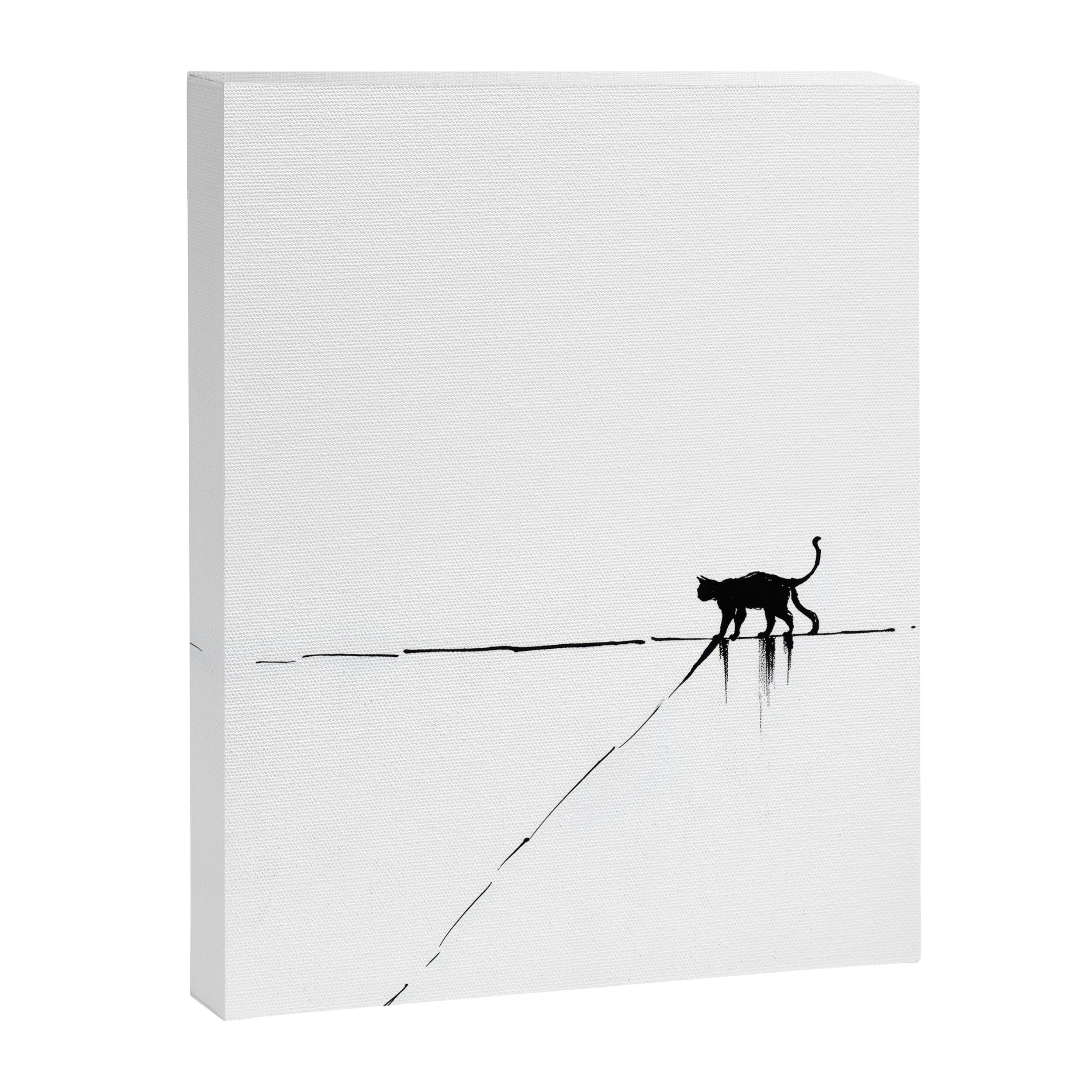 Minimal Cat on a Line Canvas Print Gallery Image 6