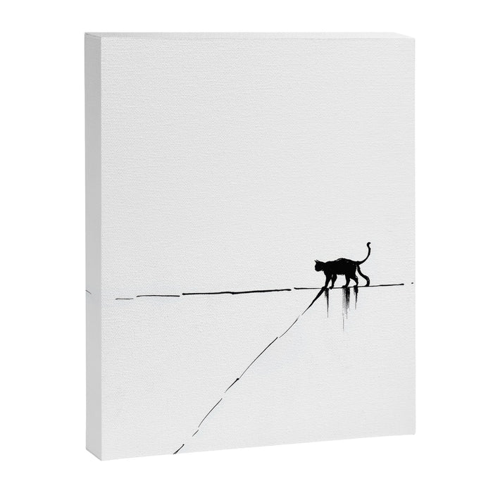 Minimal Cat on a Line Canvas Print Gallery Image 1