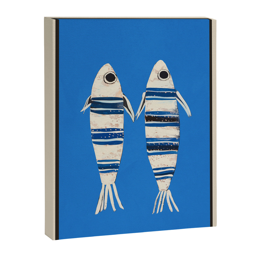 Minimal Fish on Blue Canvas Print Gallery Image 6