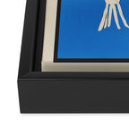 Minimal Fish on Blue Framed Canvas Print Gallery Image 3
