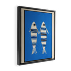 Minimal Fish on Blue Framed Canvas Print Gallery Image 2