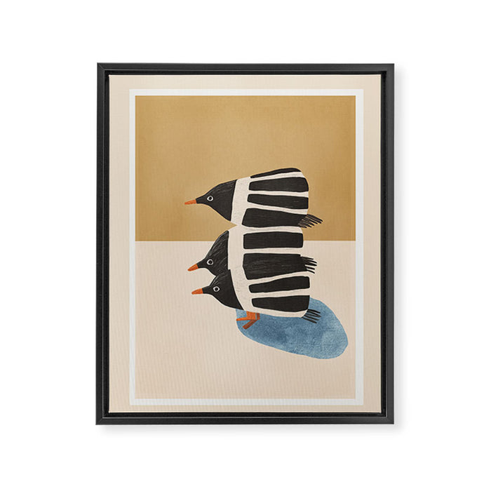 Minimal Penguin Stack Framed Canvas Print Gallery Image 1