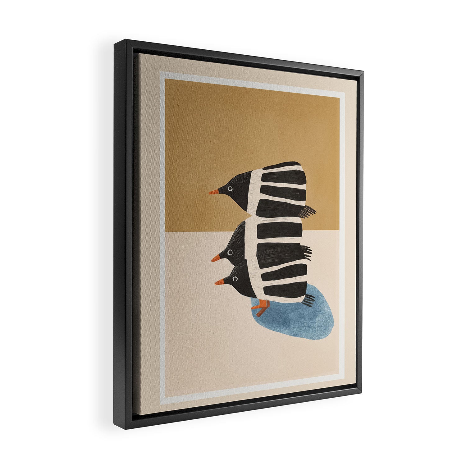 Minimal Penguin Stack Framed Canvas Print Gallery Image 2