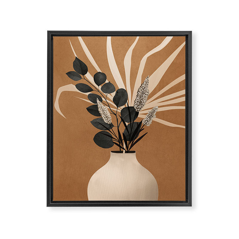 Minimal vase with plant leaves 1 Framed Canvas Print Gallery Image 6
