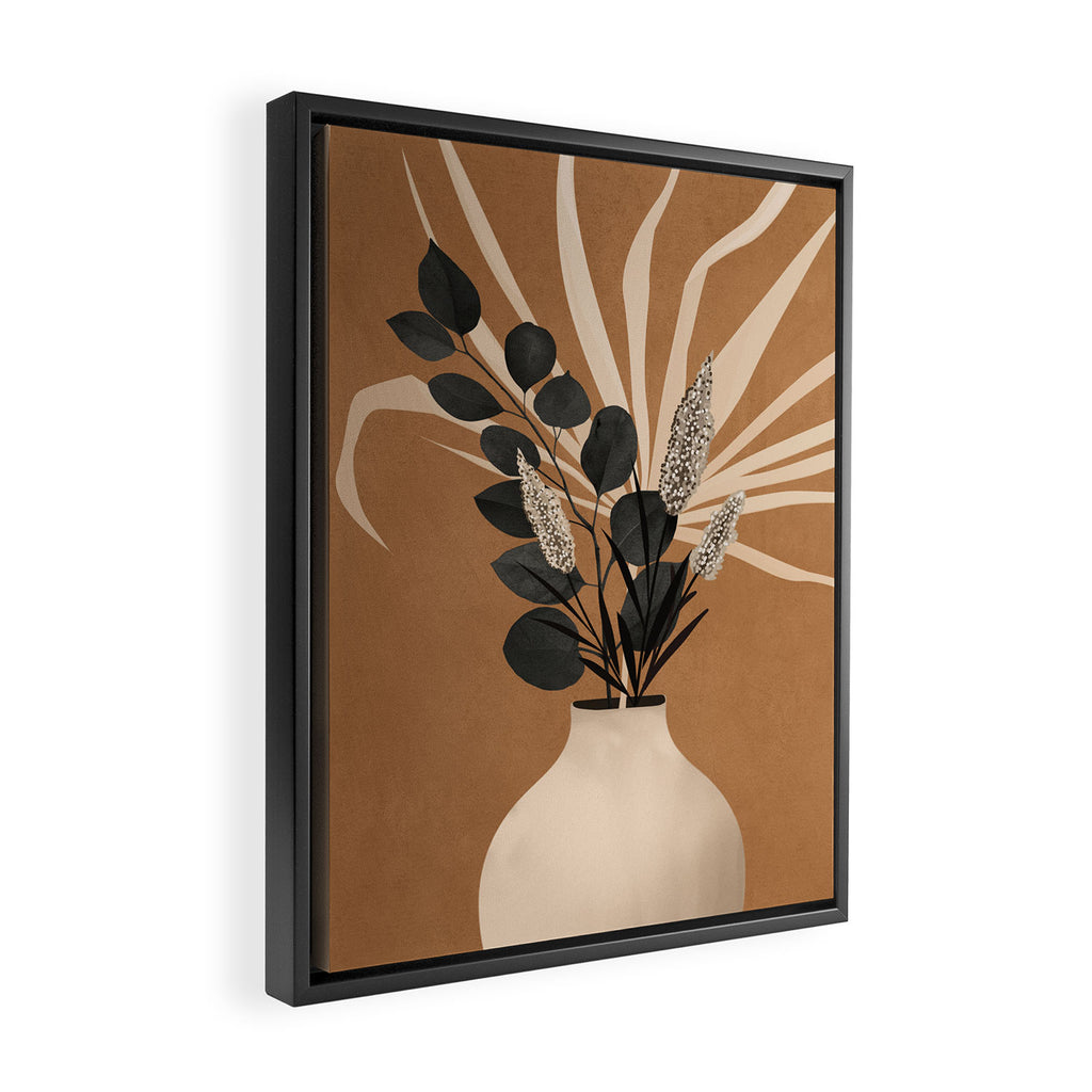 Minimal vase with plant leaves 1 Framed Canvas Print Gallery Image 2