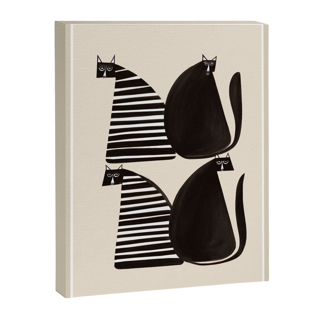 Minimalist Cats in Black and White Canvas Print Gallery Image 6