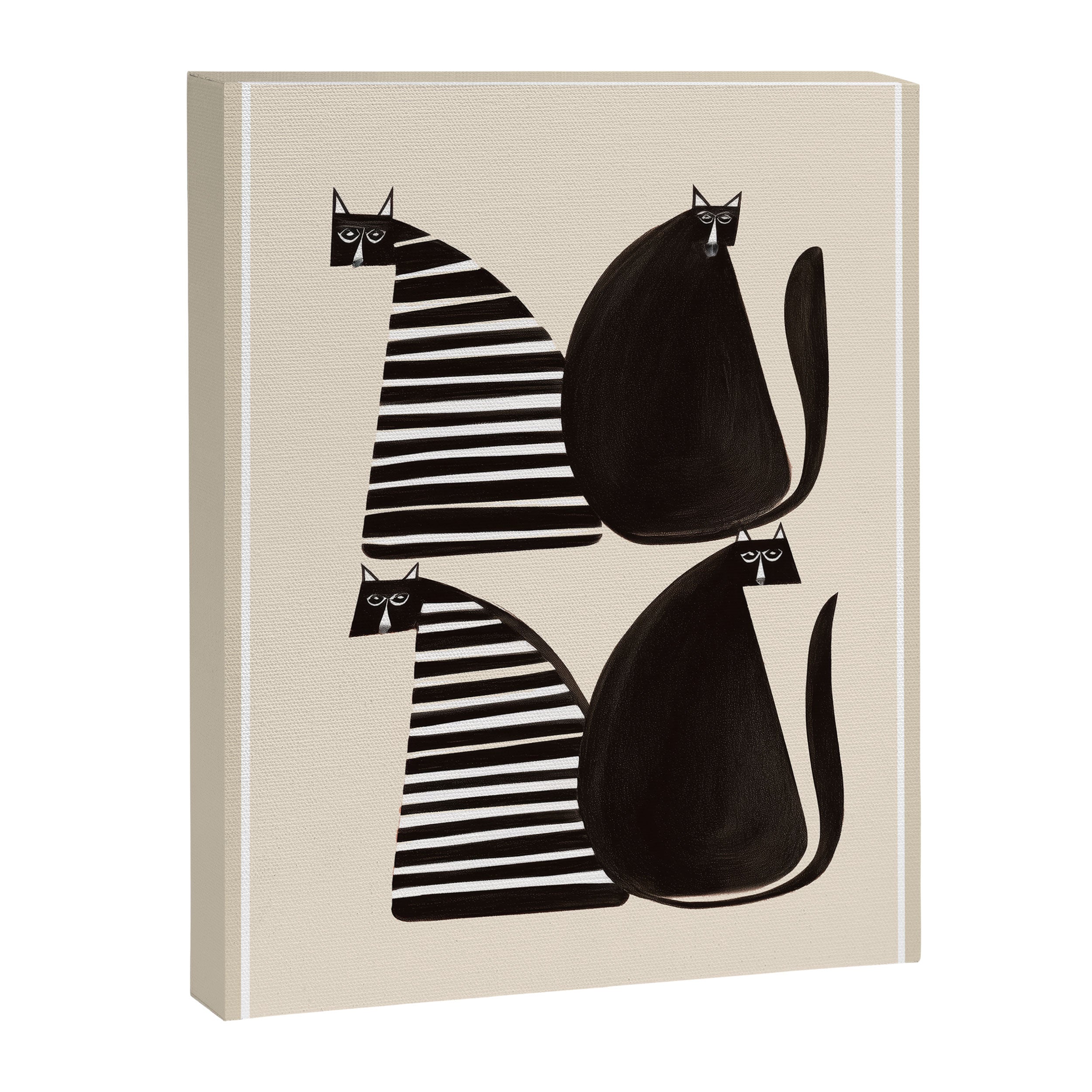 Minimalist Cats in Black and White Canvas Print Gallery Image 6