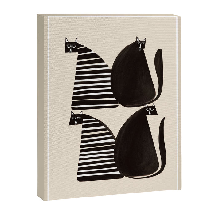 Minimalist Cats in Black and White Canvas Print Gallery Image 1