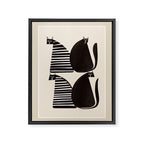Minimalist Cats in Black and White Framed Canvas Print Gallery Image 6