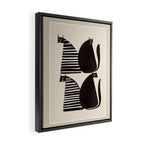 Minimalist Cats in Black and White Framed Canvas Print Gallery Image 2