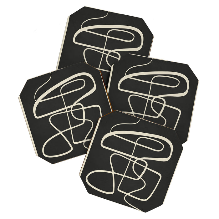 Modern Abstract Lines - Noir Coaster Gallery Image 1