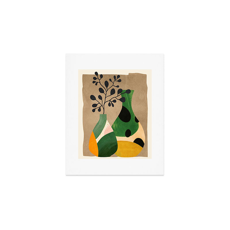 Modern Abstract Vases with Plant 1 Art Print Gallery Image 1