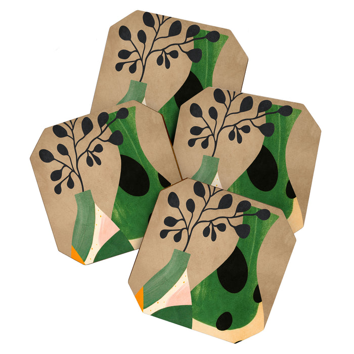 Modern Abstract Vases with Plant 1 Coaster Gallery Image 1