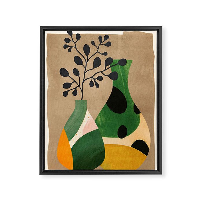 Modern Abstract Vases with Plant 1 Framed Canvas Print Gallery Image 1