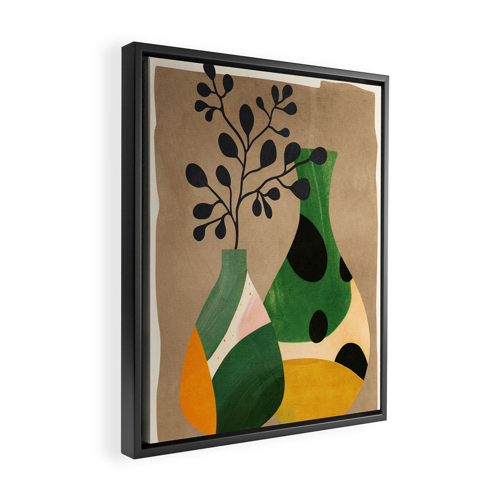 Modern Abstract Vases with Plant 1 Framed Canvas Print Gallery Image 2