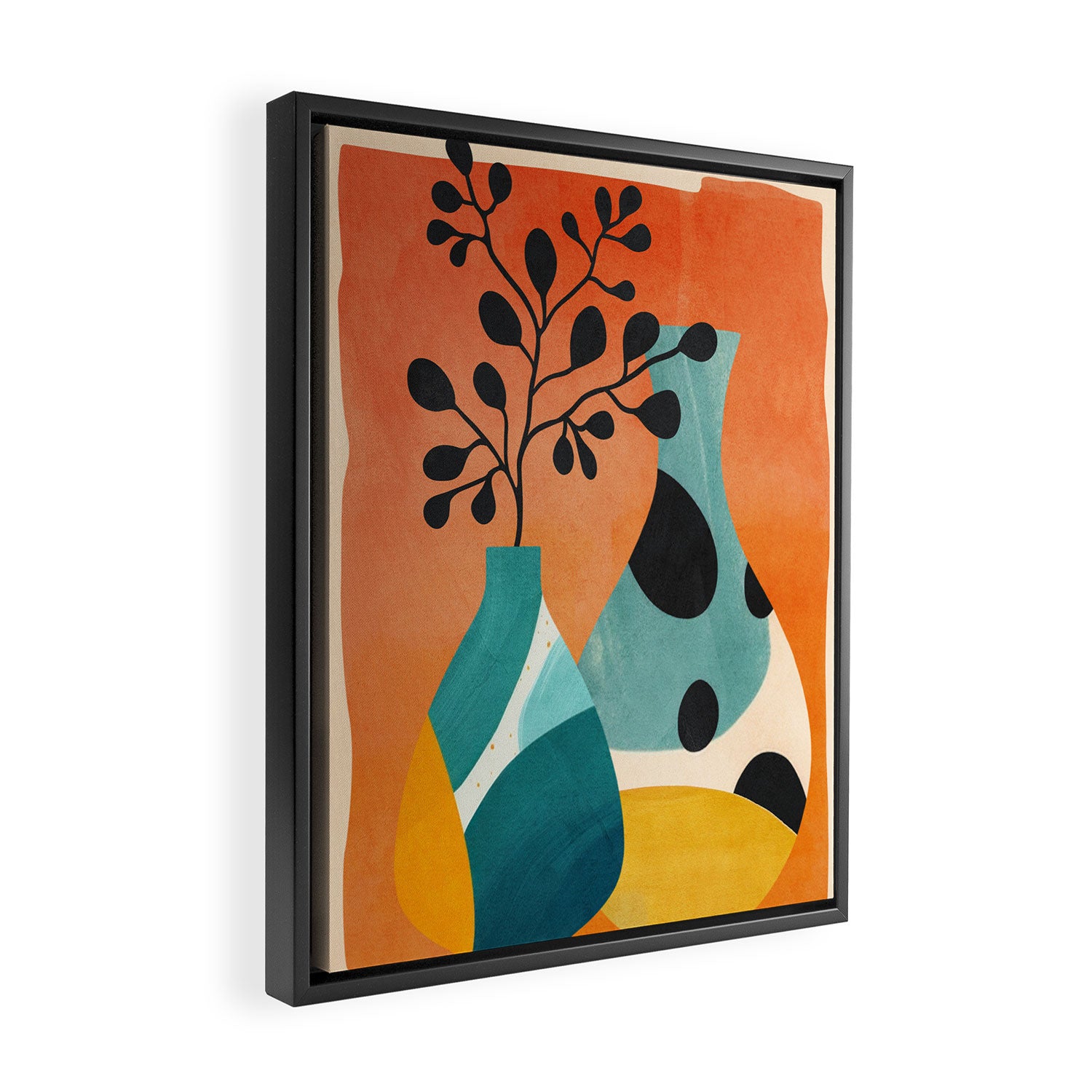 Modern Abstract Vases with Plant 2 Framed Canvas Print Gallery Image 2
