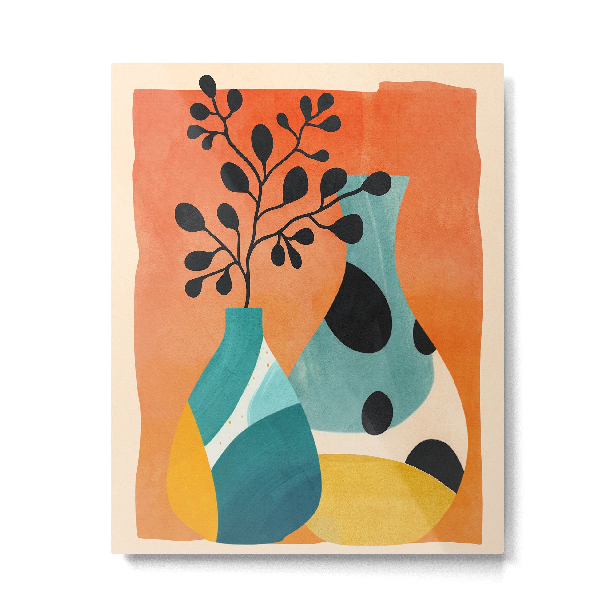 Modern Abstract Vases with Plant 2 Metal Print Gallery Image 4