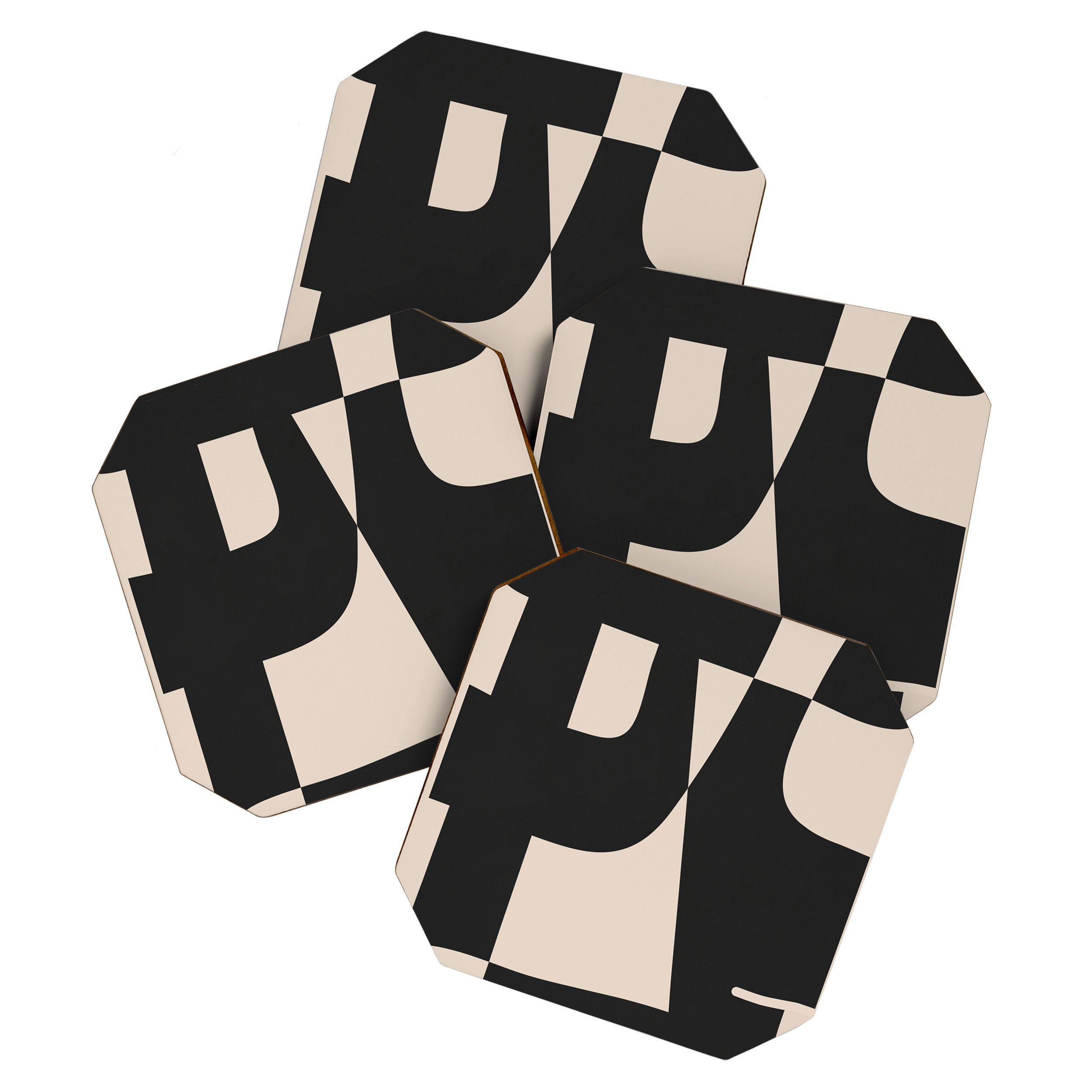Modern Black And White Abstract Art 1 Coaster Gallery Image 1