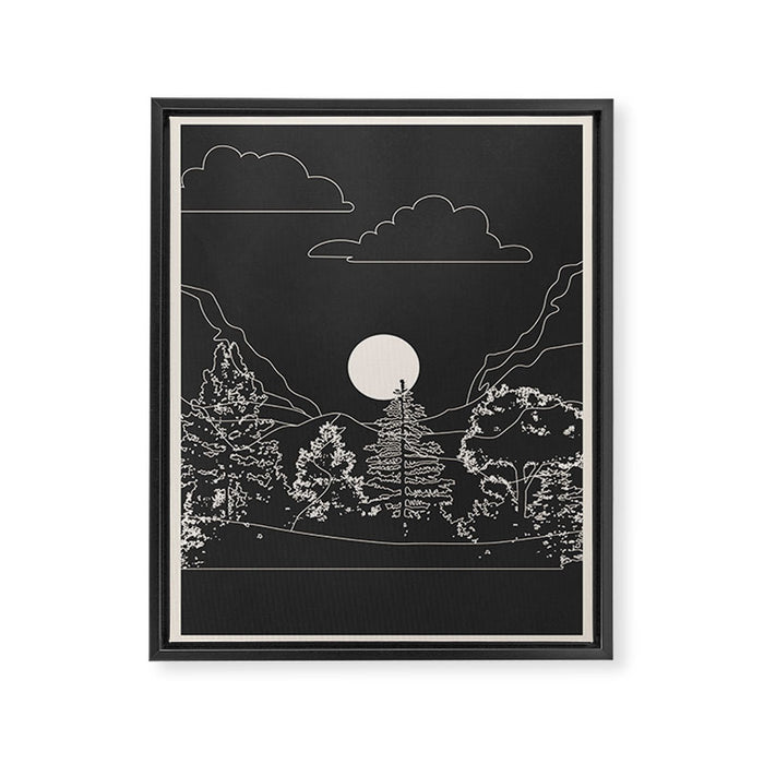Mountain Trees Dark Framed Canvas Print Gallery Image 1