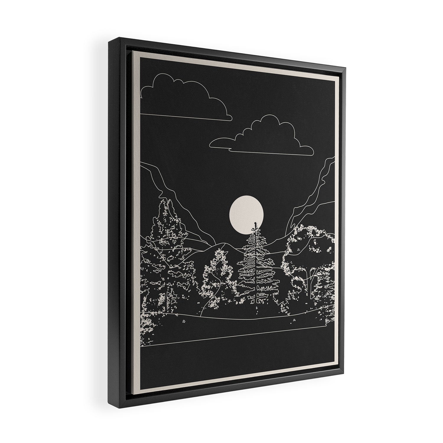 Mountain Trees Dark Framed Canvas Print Gallery Image 2