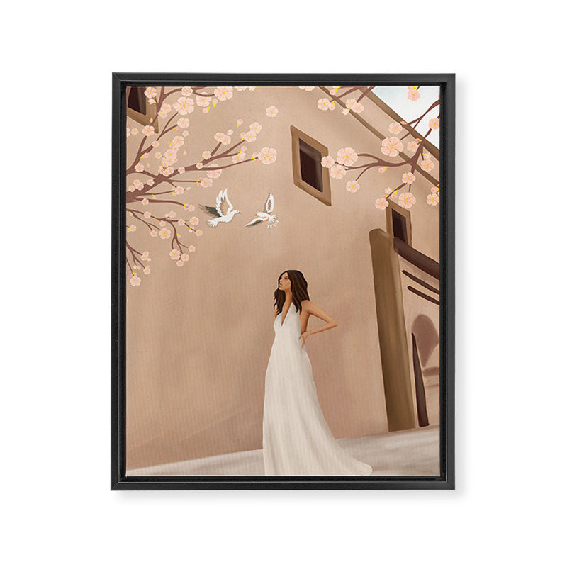 New White Dress Framed Canvas Print Gallery Image 6