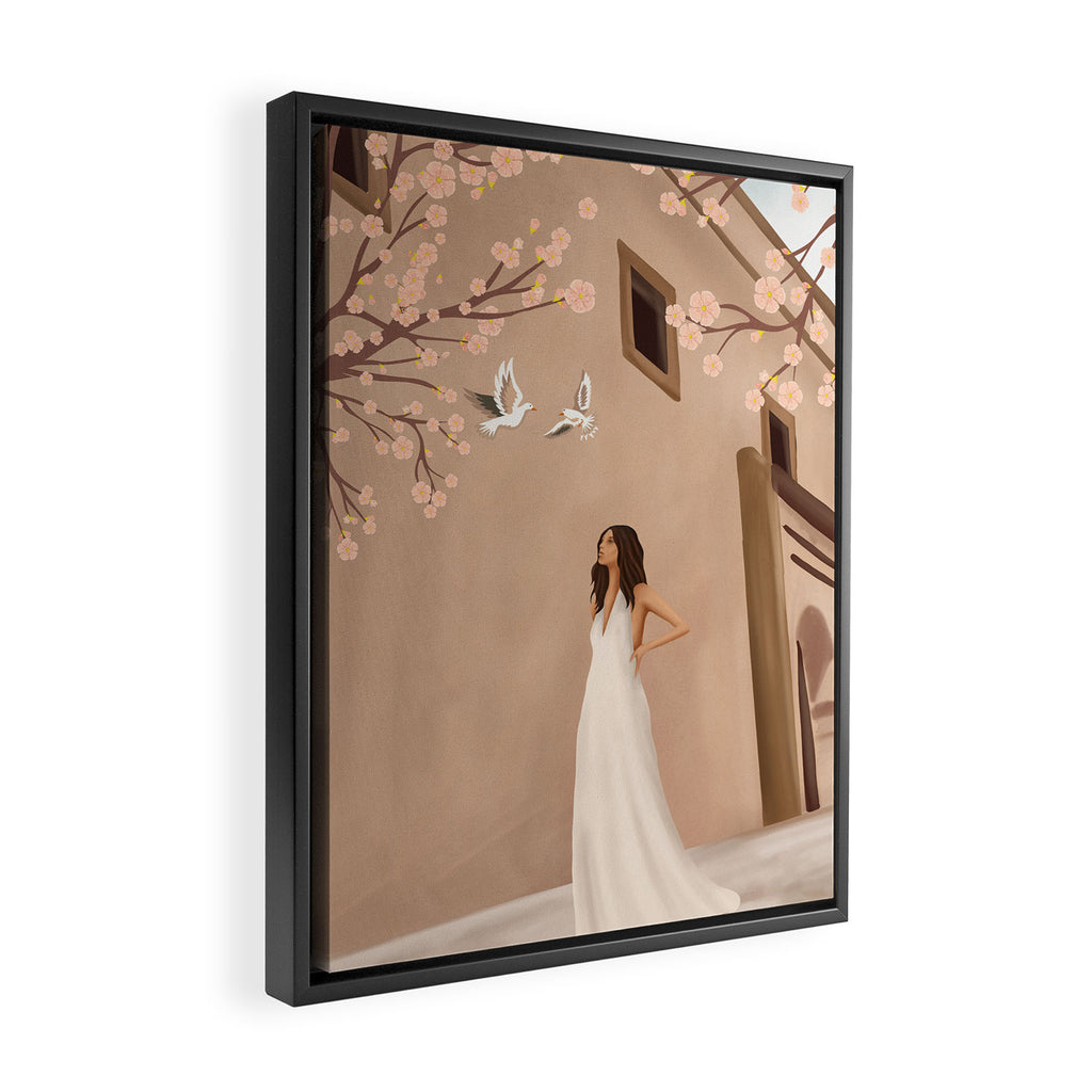 New White Dress Framed Canvas Print Gallery Image 2