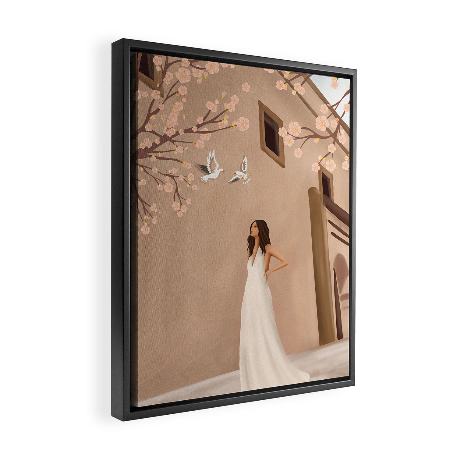 New White Dress Framed Canvas Print Gallery Image 2