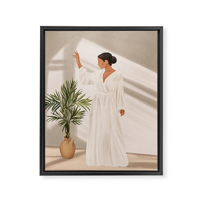 Opened Window Framed Canvas Print Gallery Image 1