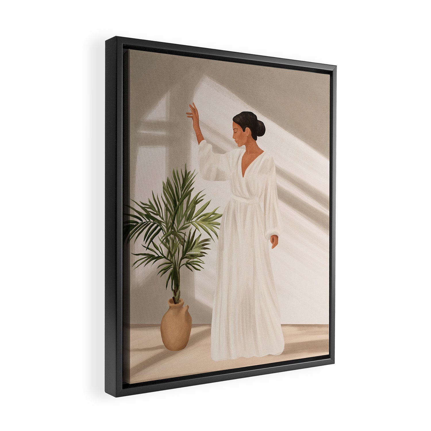 Opened Window Framed Canvas Print Gallery Image 2