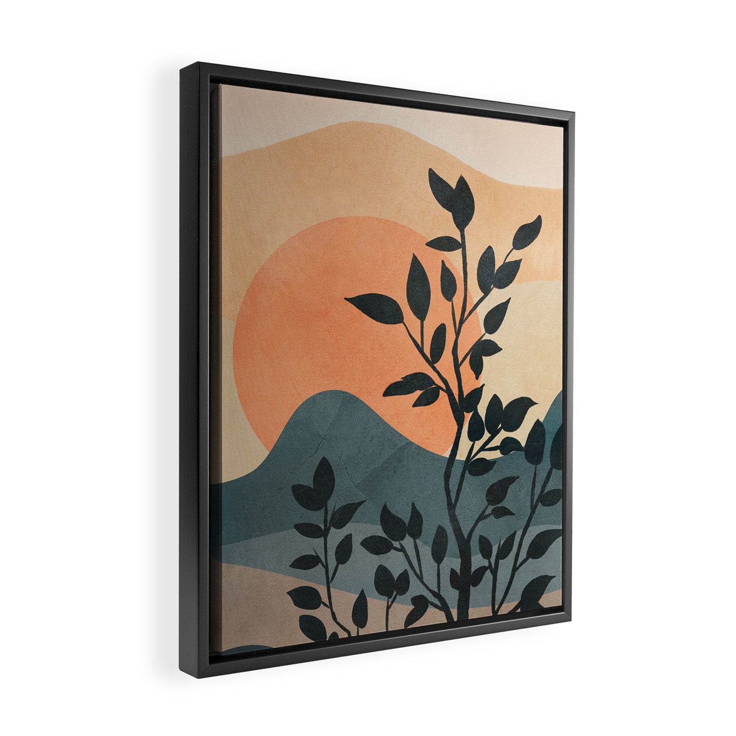 Orange Rising Sun Framed Canvas Print Gallery Image 2