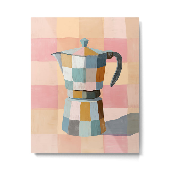 Patchwork Moka Pot Metal Print Gallery Image 1