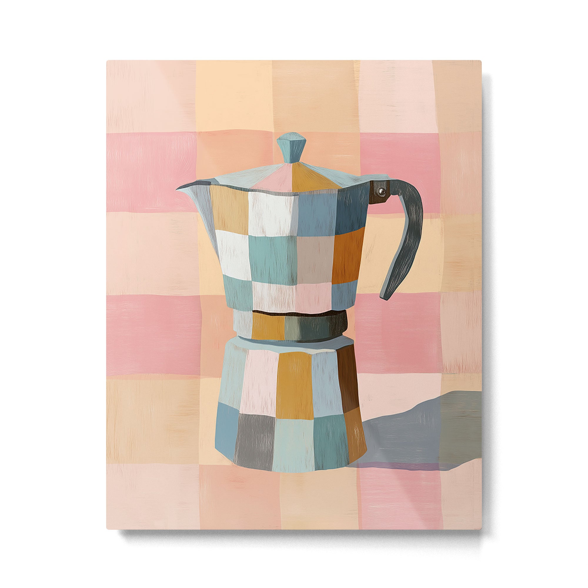 Patchwork Moka Pot Metal Print Gallery Image 4