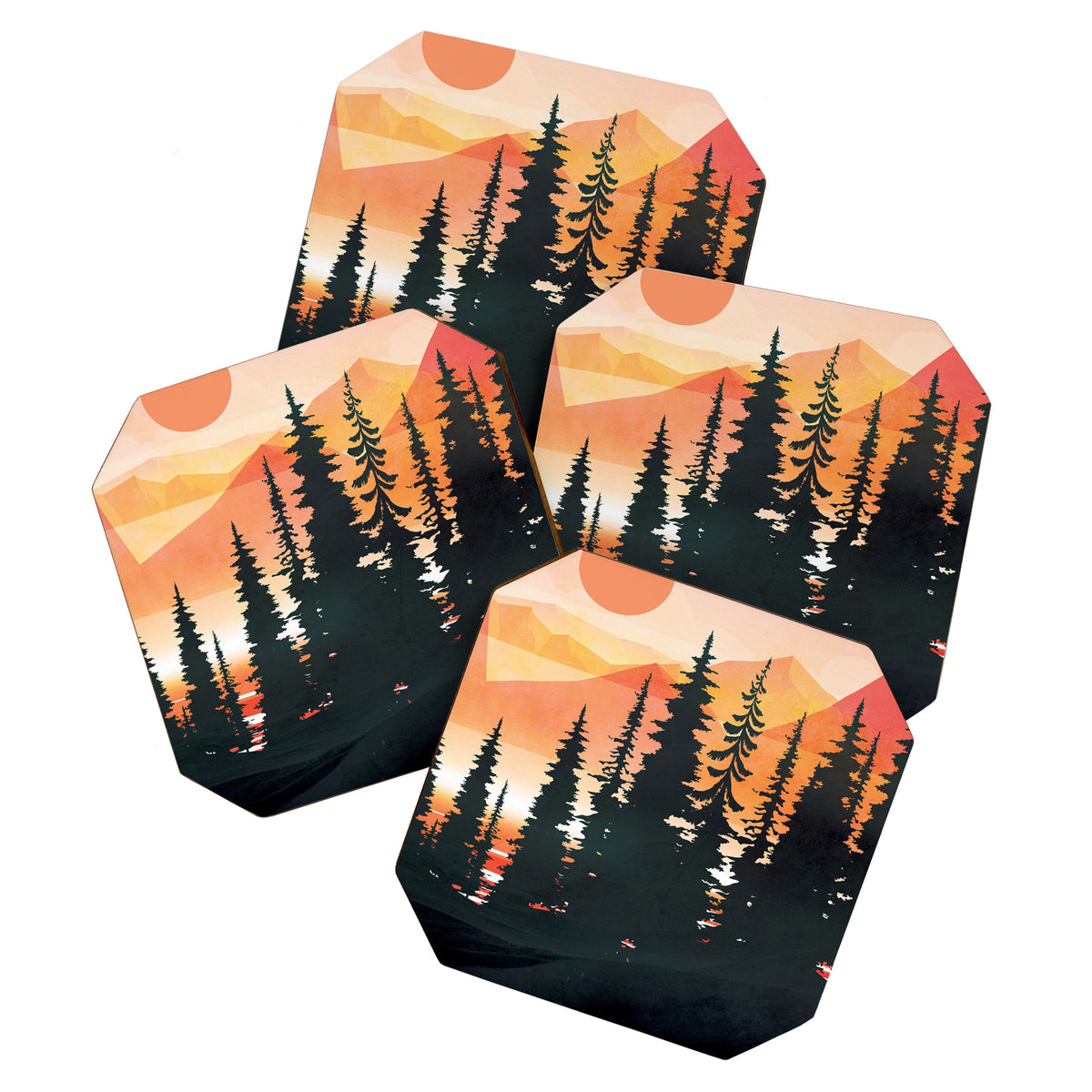 Pine Forest Sunset 2 Coaster Gallery Image 1
